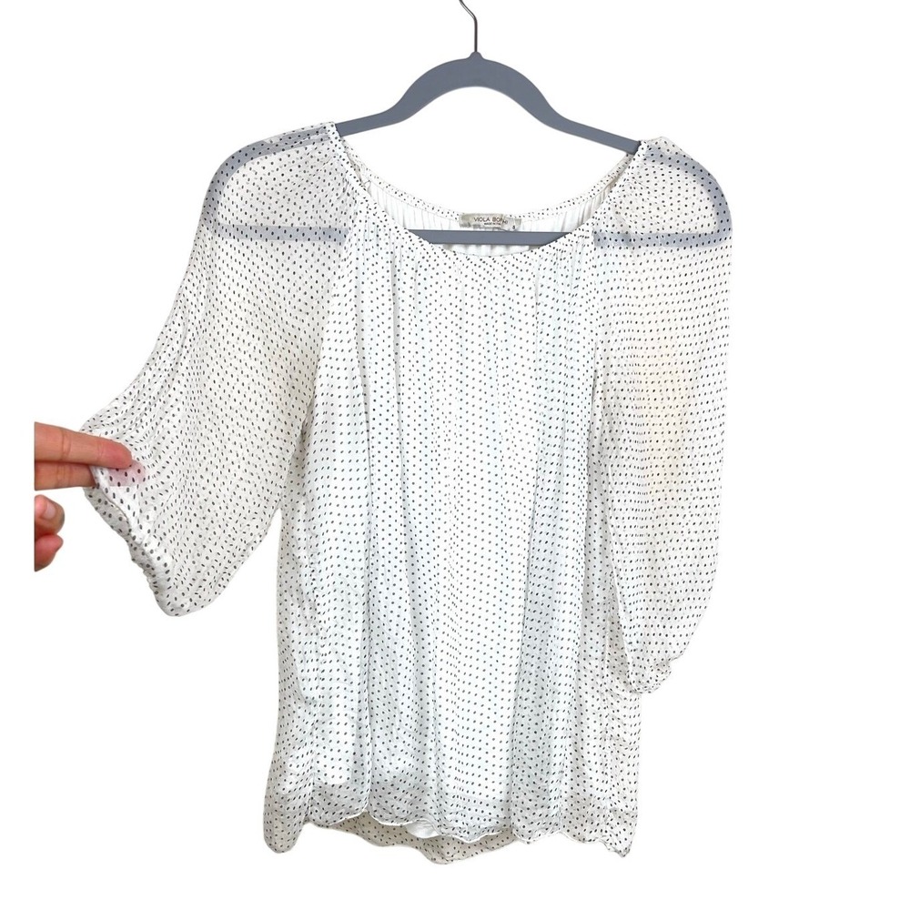 Vtg Womens Top Sz S Italy Silk Polka Dot Flowy Fairy Delicate‎ Cottage Romantic